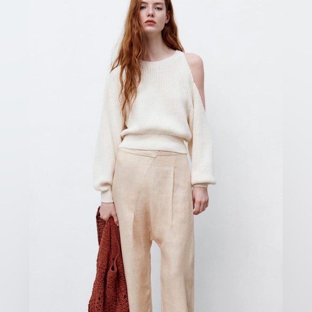 ZARA Knit Sweater with Cutout Shoulder